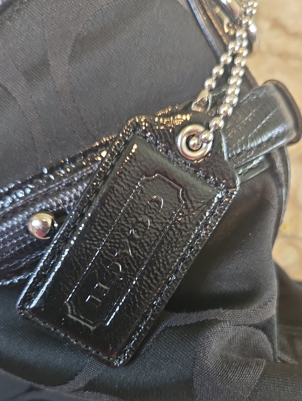 Coach Black Signature Hobo Shoulder Bag with Silver Hardware LIKE NEW CONDITION - Picture 5 of 10